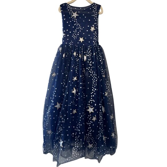 TRISH SCULLY Starry Night Dress Girls 7 Blue & Silver Stars Antoinette Gown EUC - Picture 1 of 7